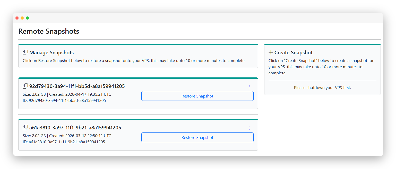 CrownPanel - Snapshots
